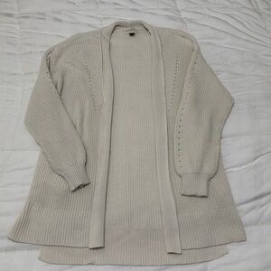 Women’s Long Open-Front Knit Cardigan in Neutral Beige